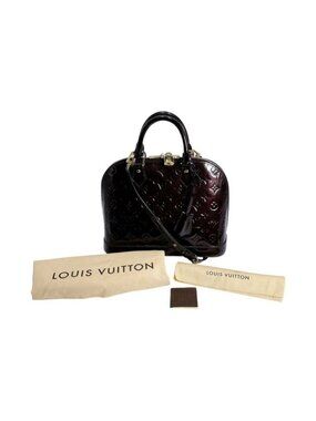 Louis Vuitton Vernis Handbag Alma PM Wine Red